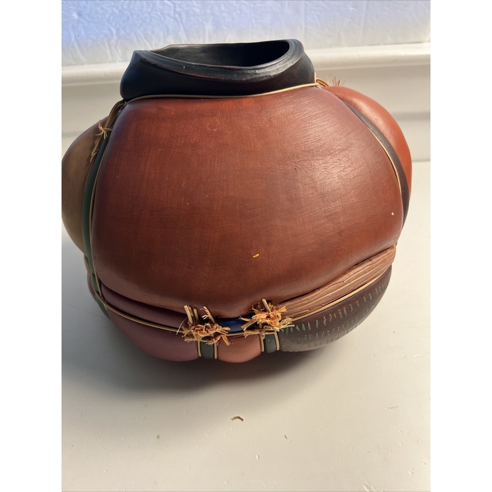 Signed Steve Schrepfman Whimsical Pottery Vessel Vase Wall Hang Pot 8/12" Rare